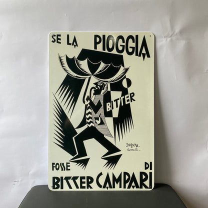 Bitter Campari Pioggia Heavy Metal Sign – Garage & Man Cave Decor