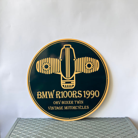 BMW R100RS - BMW Motorrad Round Heavy Metal Sign – Garage & Man Cave Decor