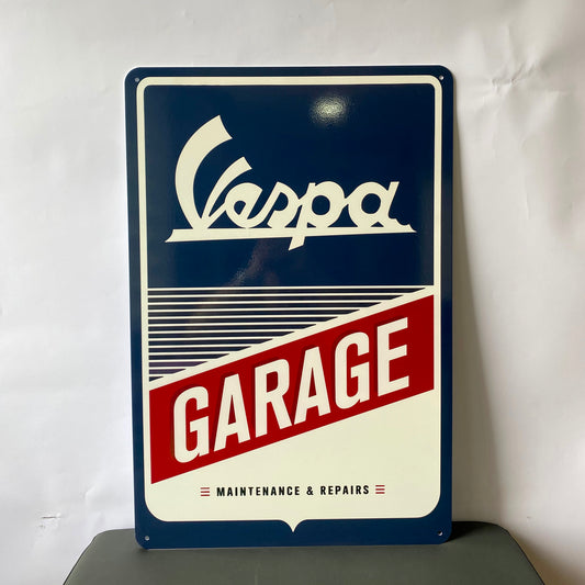 Vespa Garage Sign – Large 60x40 cm Heavy Metal Garage Decor