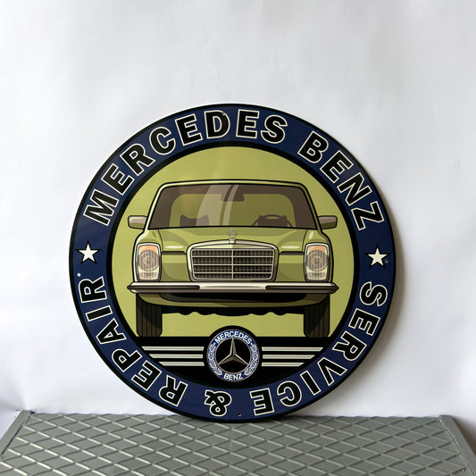 Mercedes Benz Vintage Sign – Heavy Metal Sign – Garage & Man Cave Decor