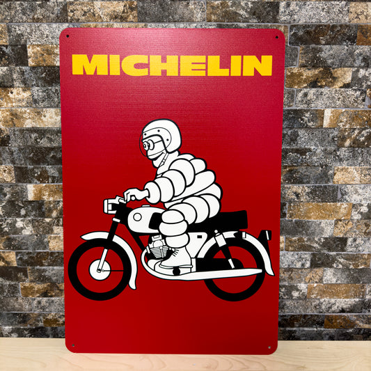 Michelin "Bibendum man riding a bike" Vintage Sign – Heavy Metal Garage Decor