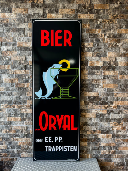 Bier Orval Trappisten Sign – XXXL 118x40 cm Heavy Metal Bar, Cafe & Man Cave Decor