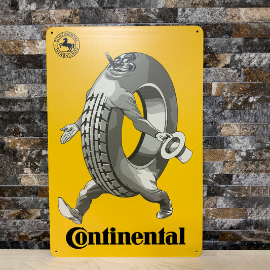 Continental Wheel Man Vintage Sign – Large Heavy Metal Garage & Tyre Sign