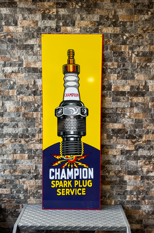 Champion Spark Plug Sign – XXXL 118x40 cm Heavy Metal Man Cave & Garage Sign