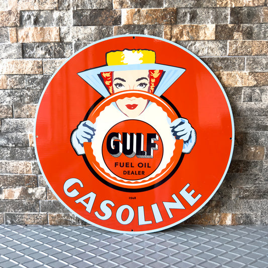Gulf Gasoline Fuel Oil Sign – Heavy Metal Garage & Service Sign