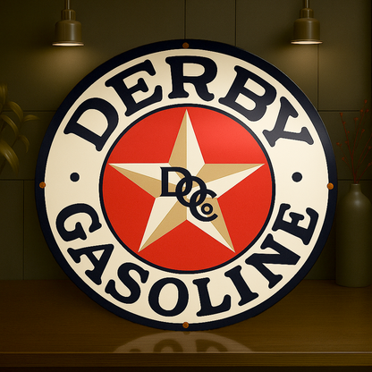 Derby Gasoline Star Sign – Heavy Metal Garage & Man Cave Decor