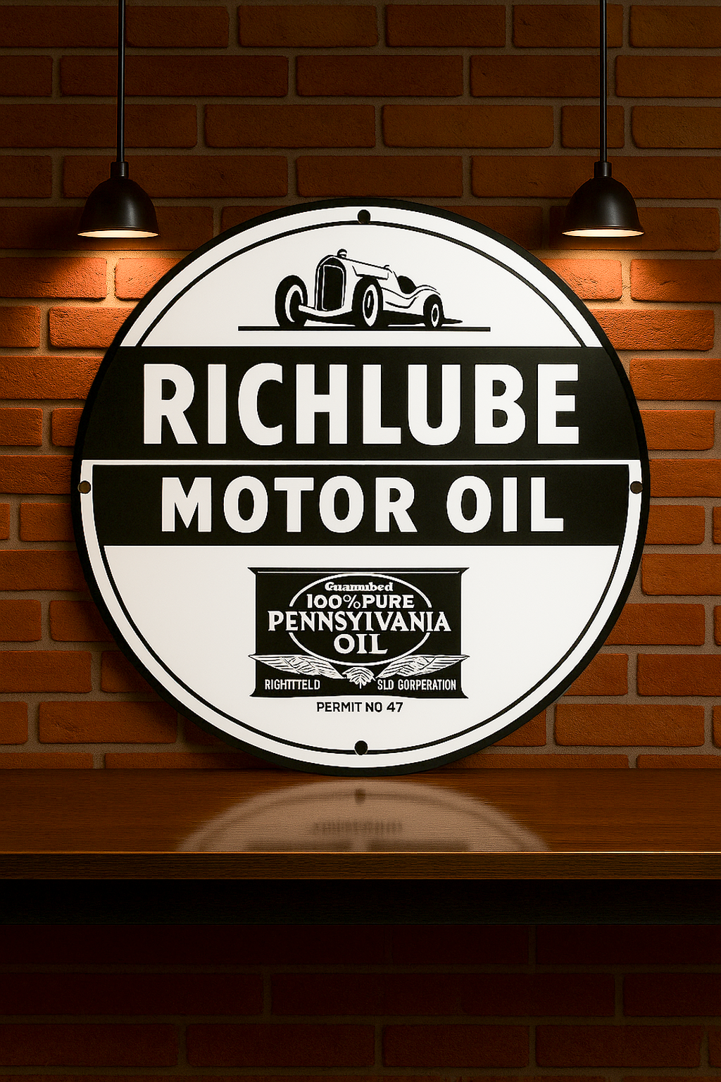 RICHLUBE Motor Oil Round Sign – Heavy Metal Garage & Man Cave Decor