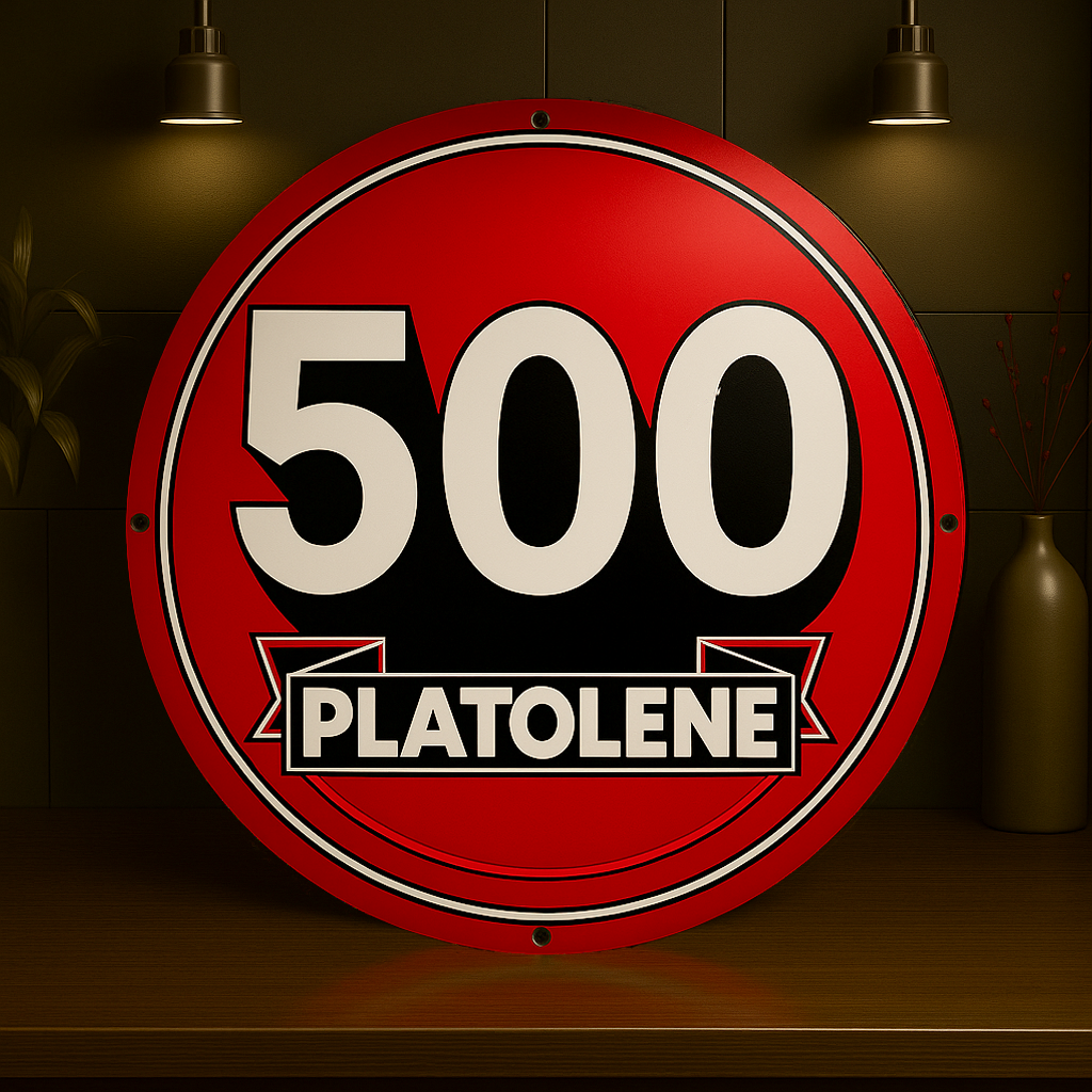 500 Platolene Racing Fuel Sign – Heavy Metal Garage & Man Cave Decor