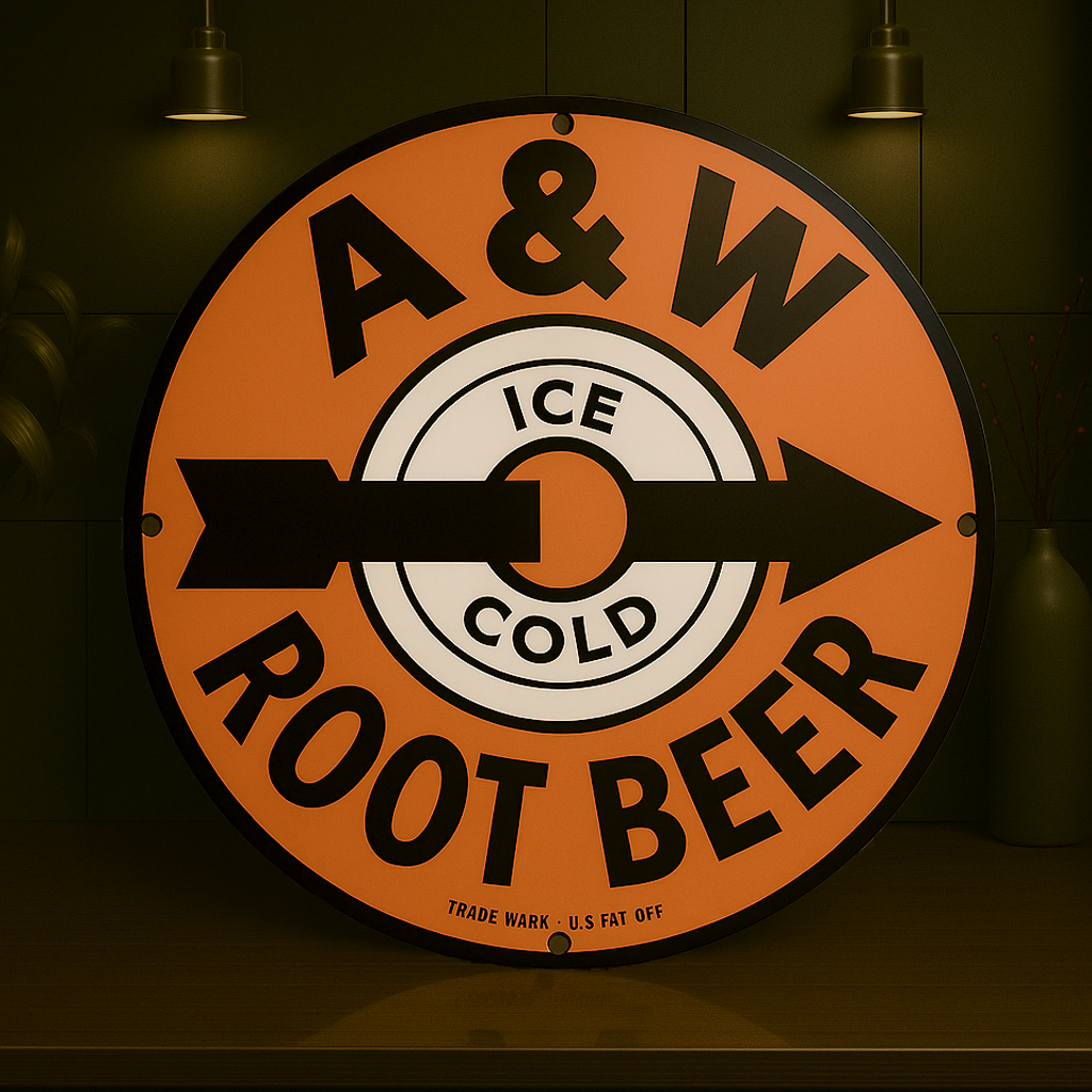 A&W Root Beer Round Heavy Metal Sign – Garage & Man Cave Decor