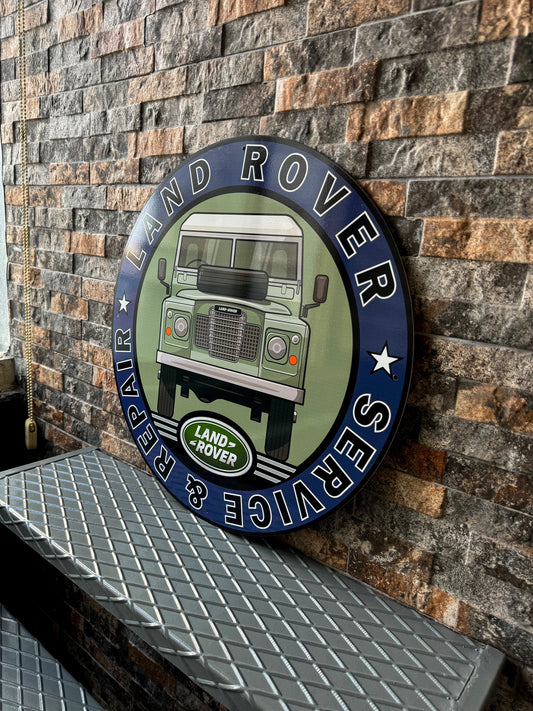 Land Rover - Home Round Heavy Metal Sign – Garage & Man Cave Decor