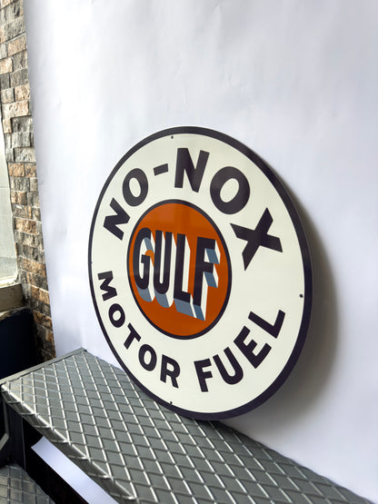 Gulf No-Nox Motor Fuel Sign – Heavy Metal Garage Decor