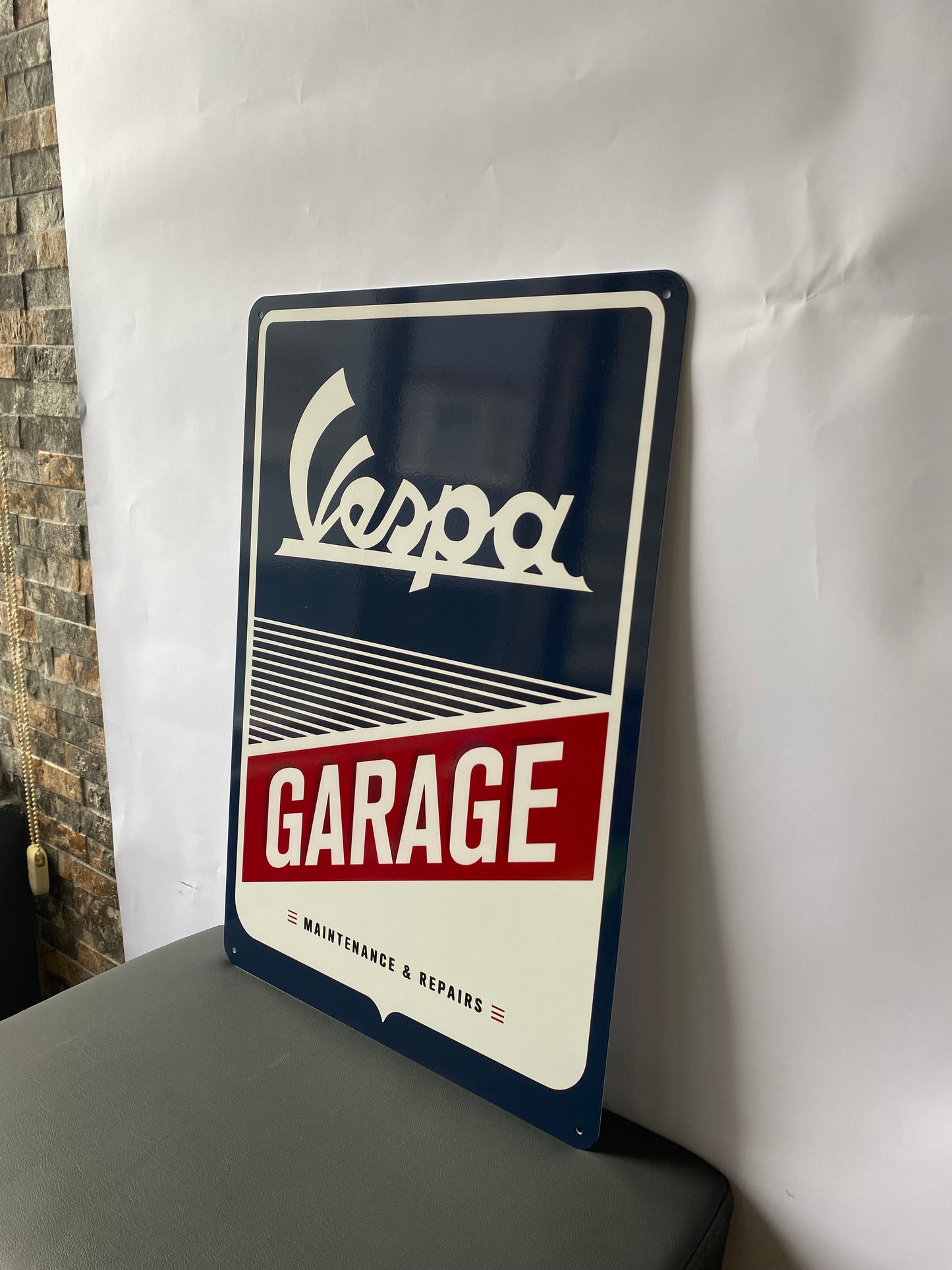 Vespa Garage Sign – Large 60x40 cm Heavy Metal Garage Decor