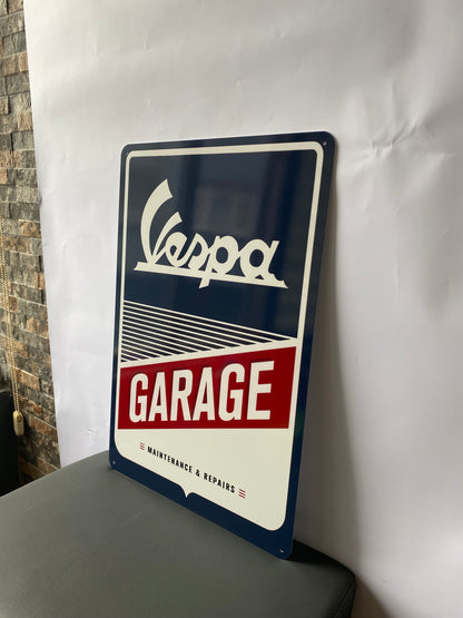 Vespa Garage Sign – Large 60x40 cm Heavy Metal Garage Decor