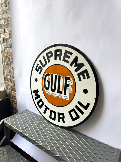 Gulf Supreme Motor Oil Sign – Heavy Metal Garage & Service Sign