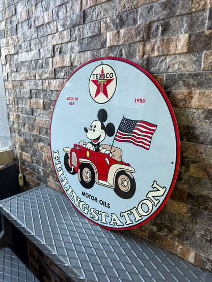 Mickey Mouse Texaco Gasoline – Heavy Metal Motor Oil Sign – Garage Decor