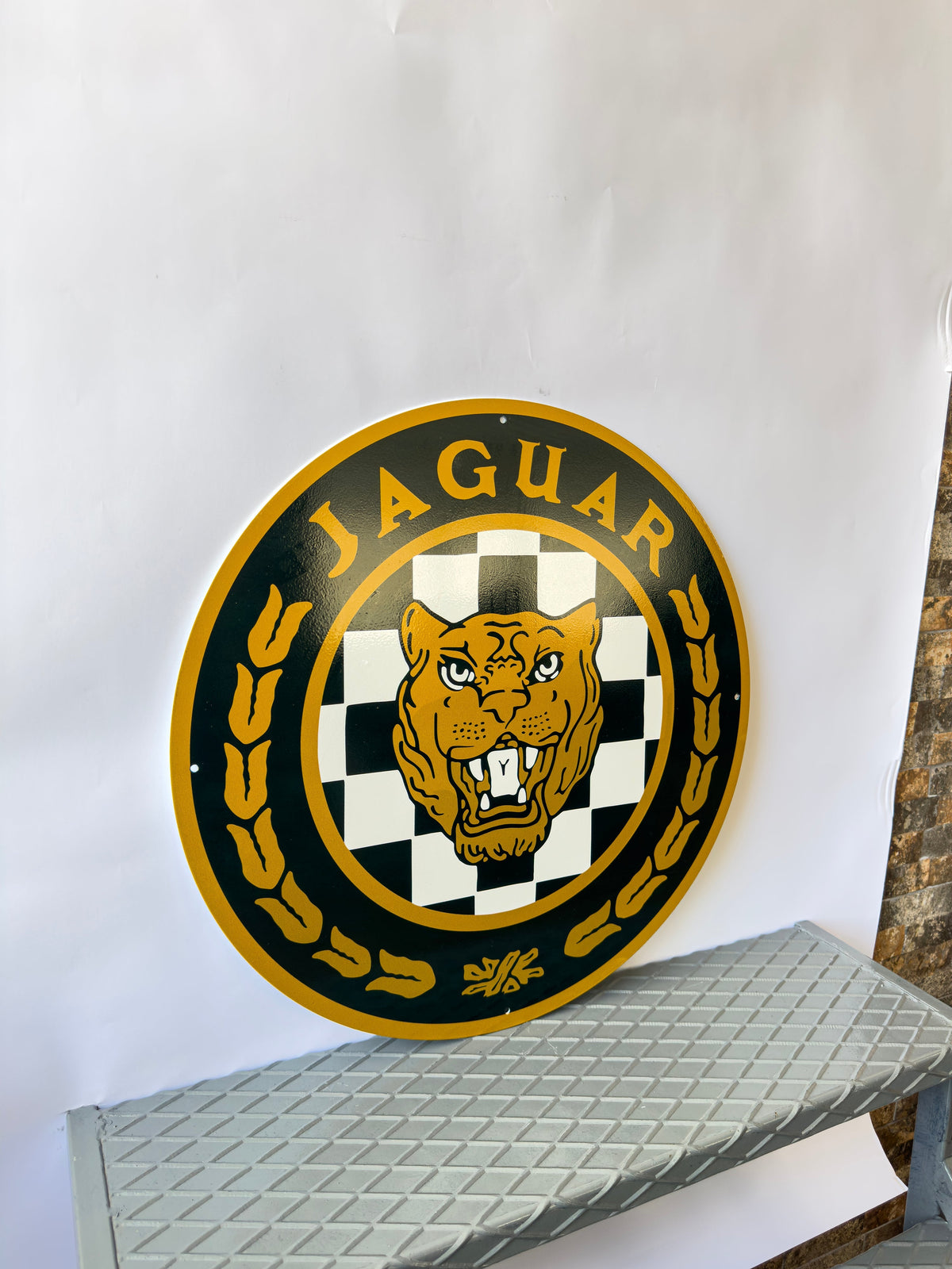 Jaguar Round Heavy Metal Sign – Garage & Man Cave Decor