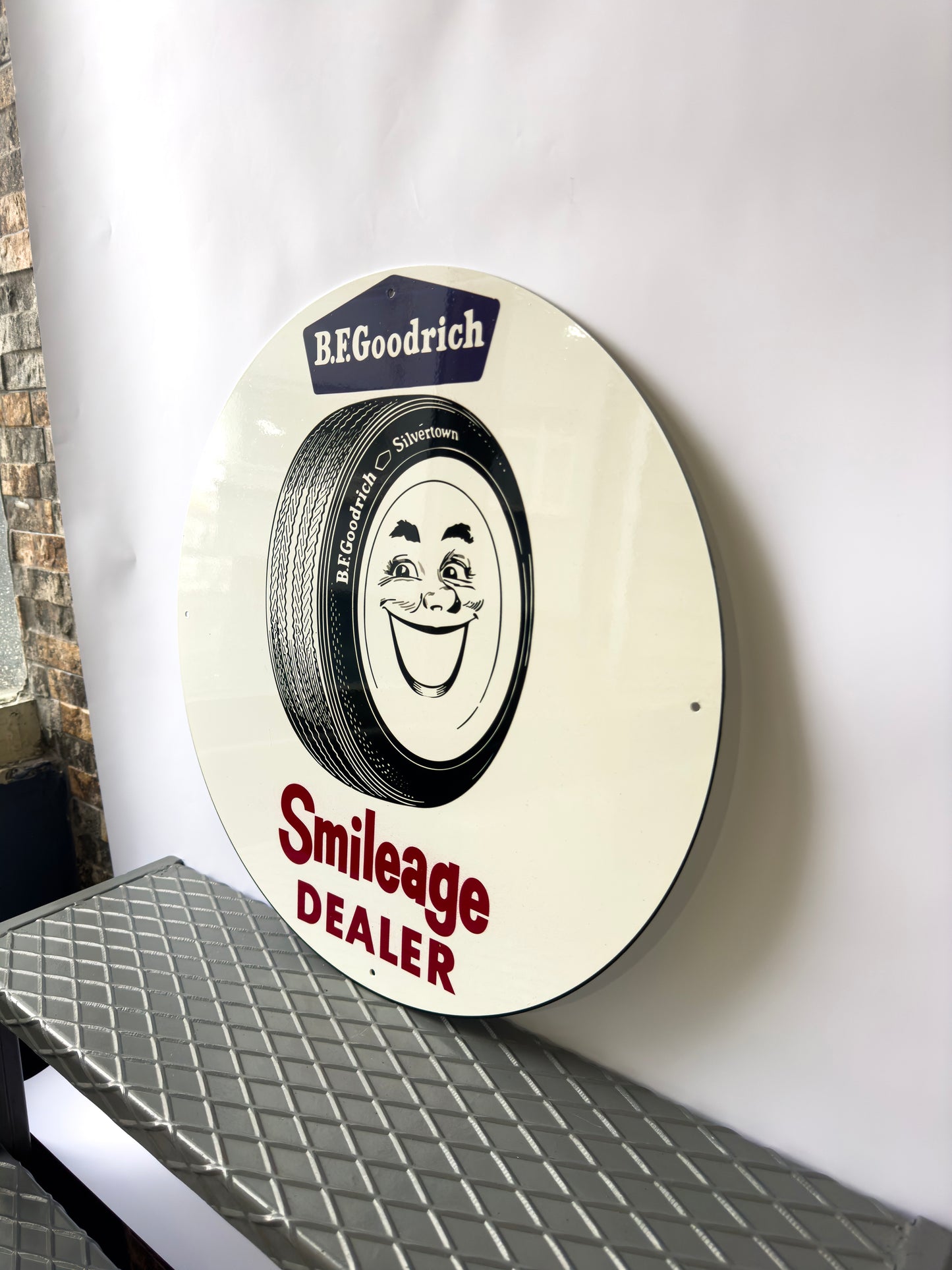 Vintage Goodrich Tyre Sign – Heavy Metal – Garage & Tyre Service Decor