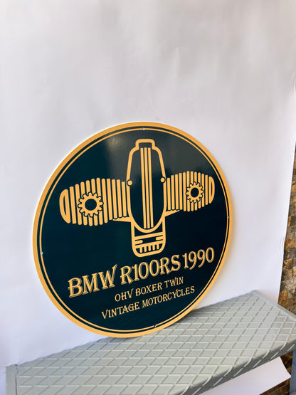 BMW R100RS Sign –  BMW Motorrad Heavy Metal Sign – Man Cave Decor