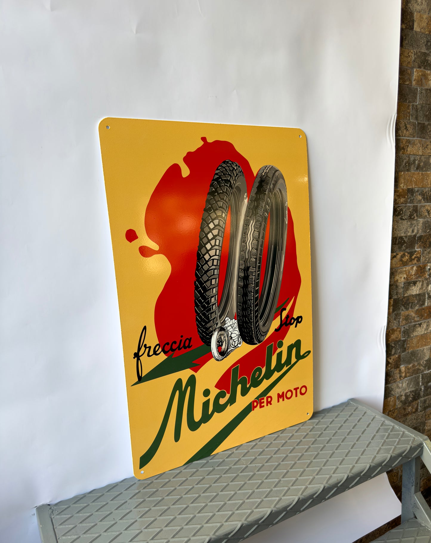 Michelin Freccia Stop Vintage Sign – Heavy Metal Garage & Tyre Sign