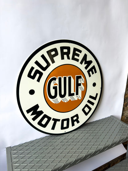 Gulf Supreme Motor Oil Sign – Heavy Metal Garage & Service Sign