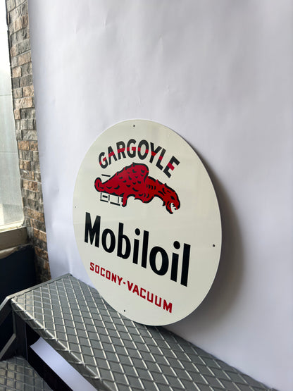Mobiloil Round Heavy Metal Sign – Garage & Man Cave Decor