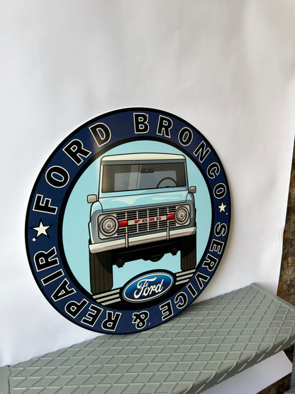 Ford Bronco Service Sign – Heavy Metal Garage & Man Cave Decor