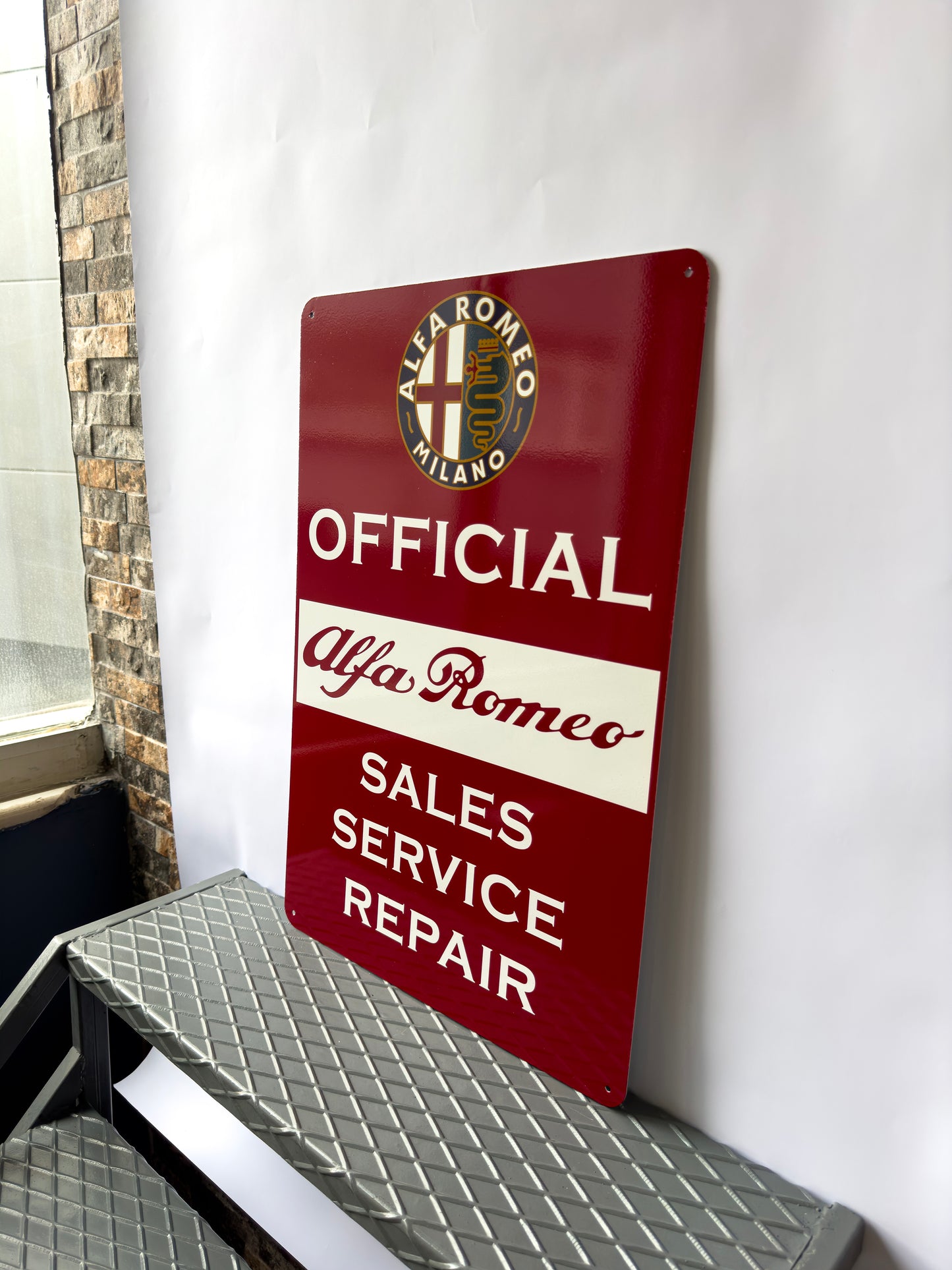 Alfa Romeo Sales-Service-Repair Sign – Large 60x40 cm Heavy Metal Man Cave Decor