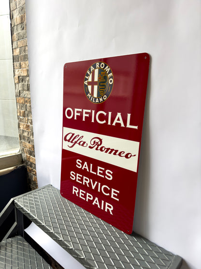 Alfa Romeo Sales-Service-Repair Sign – Large 60x40 cm Heavy Metal Man Cave Decor