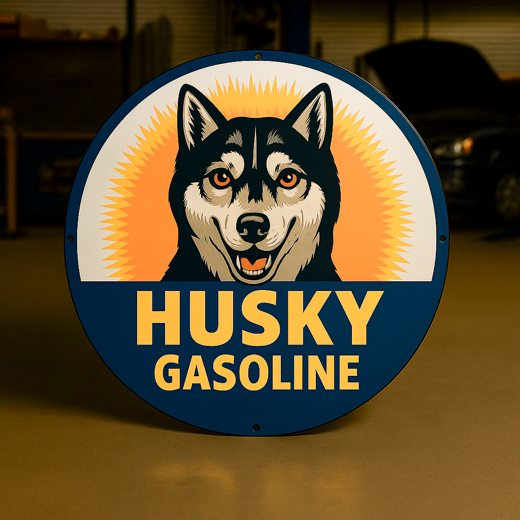 Husky Gasoline Sign – Heavy Metal Garage & Man Cave Decor