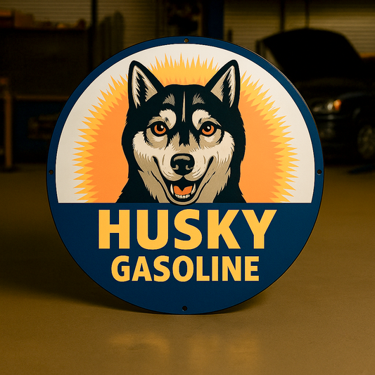 Husky Gasoline Sign – Heavy Metal Garage & Man Cave Decor