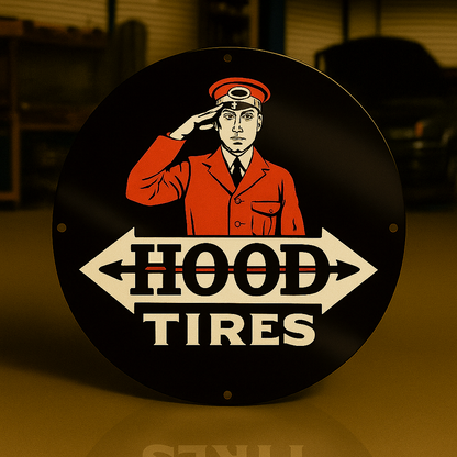 Hood Tires Sign – Heavy Metal Garage & Man Cave Decor