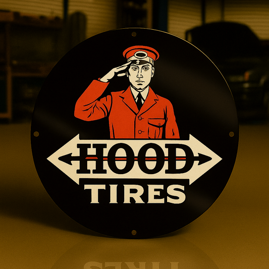 Hood Tires Sign – Heavy Metal Garage & Man Cave Decor