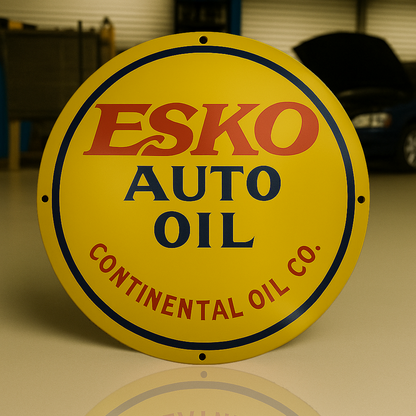 Esko Auto Oil Round Heavy Metal Sign – Garage & Man Cave Decor