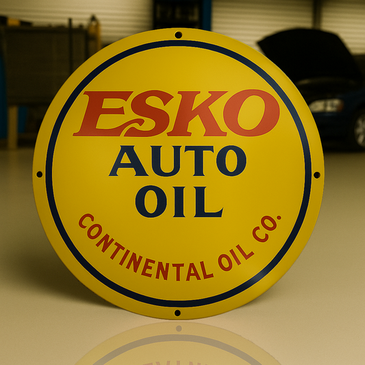 Esko Auto Oil Round Heavy Metal Sign – Garage & Man Cave Decor