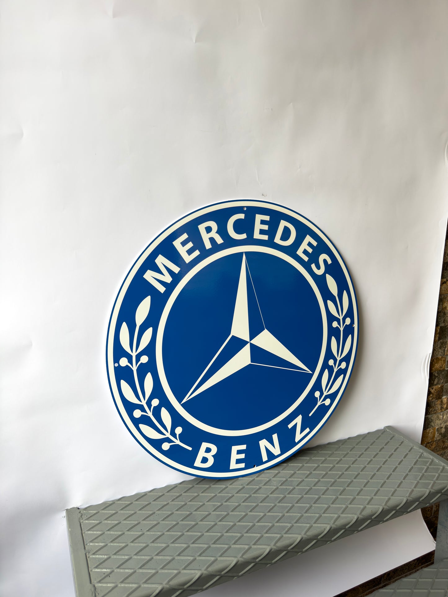 Mercedes Benz Blue Logo – Heavy Metal Sign – Home Decor