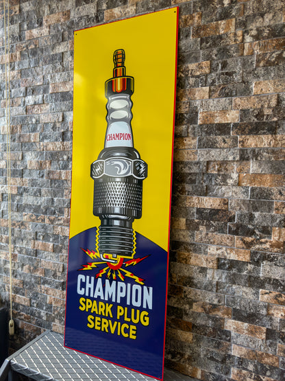 Champion Spark Plug Sign – XXXL 118x40 cm Heavy Metal Man Cave & Garage Sign