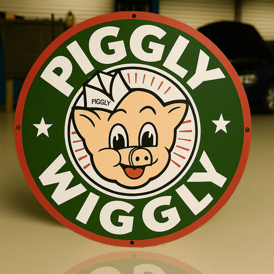 Piggly Wiggly Grocery Sign - Retro Pig Logo - Heavy Metal Home & Garage Decor (Copy)