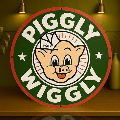 Piggly Wiggly Grocery Sign - Retro Pig Logo - Heavy Metal Home & Garage Decor (Copy)