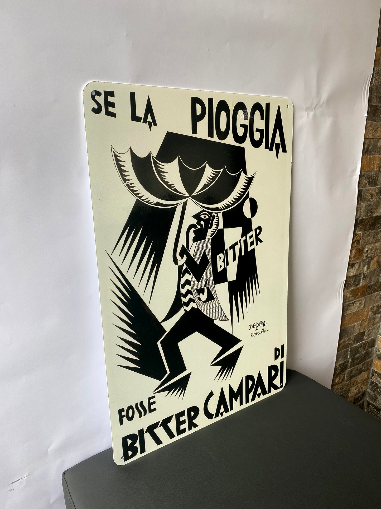 Bitter Campari Pioggia Sign – Large 60x40 cm Heavy Metal Bar Decor
