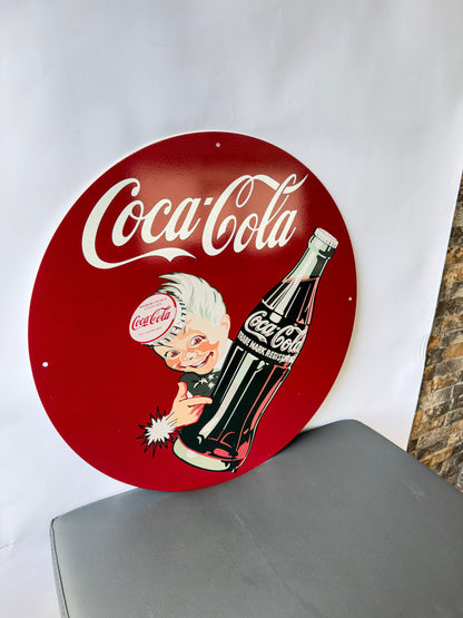 Coca Cola Sprite Boy - Bar Round Heavy Metal Sign – Garage & Man Cave Decor