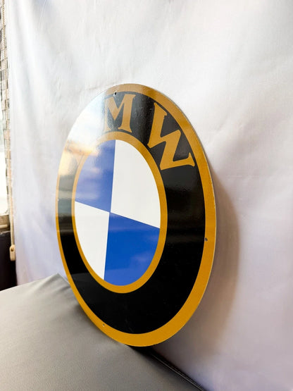 1917 BMW First Roundel Crest - Aviation Roots Round Heavy Metal Sign – Garage & Man Cave Decor