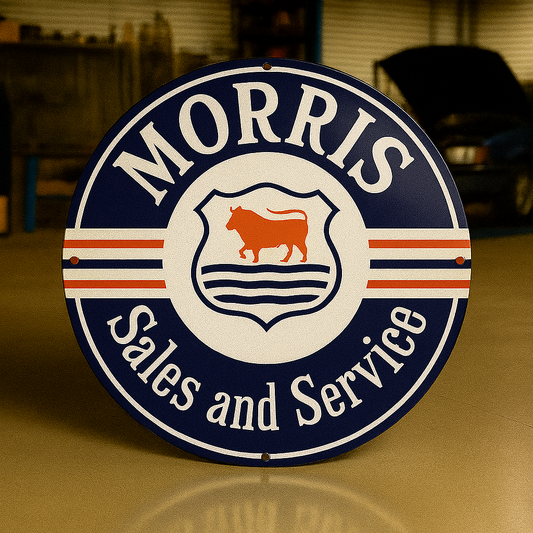 Morris Sales and Service Sign  –  Heavy Metal Garage & Man Cave Decor