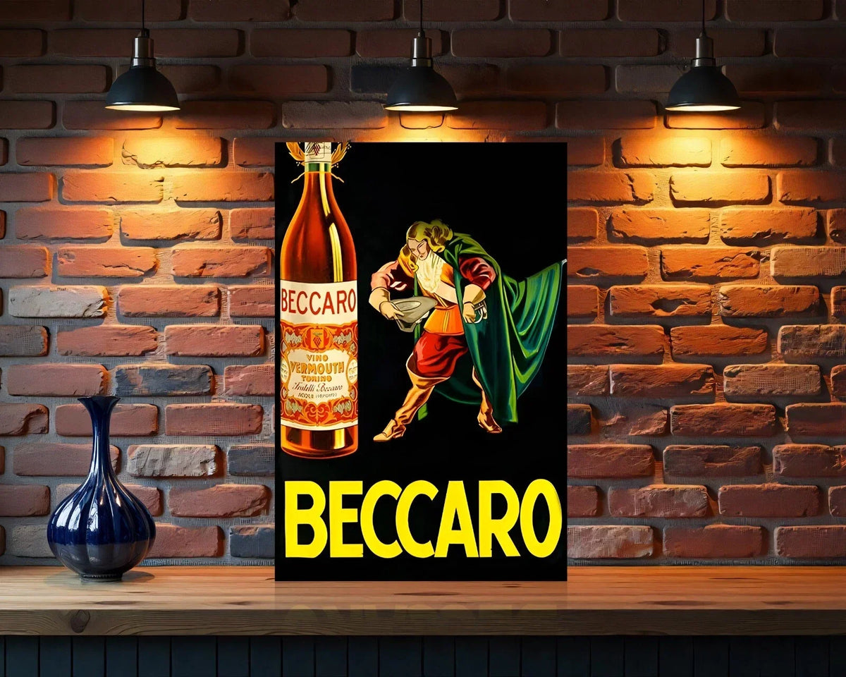 Beccaro Vermouth Heavy Metal Sign – Garage & Man Cave Decor
