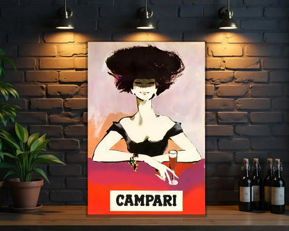 Campari "Afro Lady" Italian Bar Heavy Metal Sign – Garage & Man Cave Decor