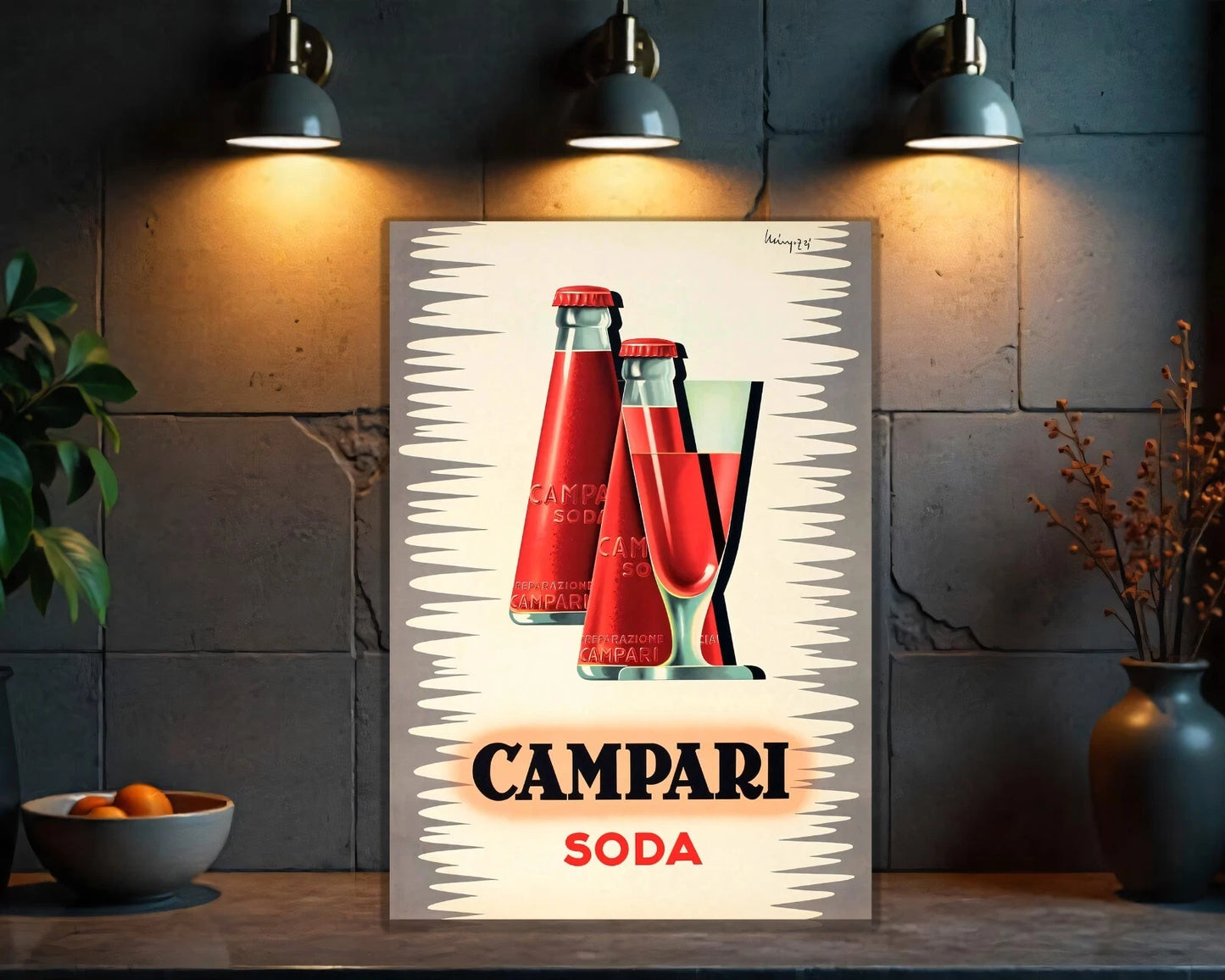 Campari Soda Vintage Retro Italian Beverage Sign - Heavy Metal Cafe & Bar Decor