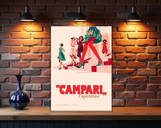 Campari Italian Aperitivo Fashion Stairs Heavy Metal Sign – Garage & Man Cave Decor