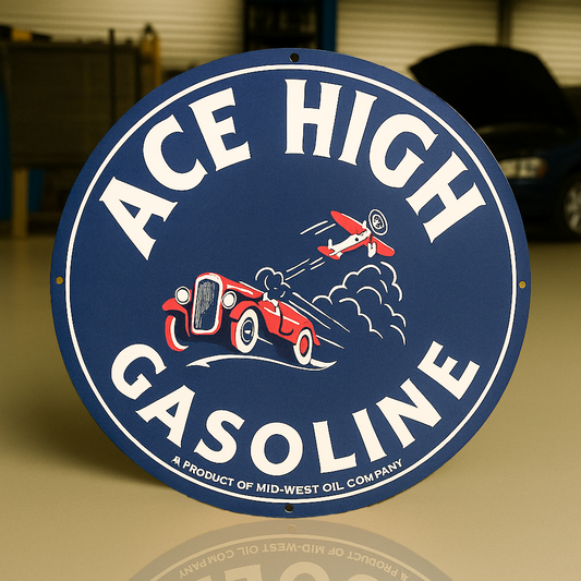 Ace High Racing Car Gasoline Sign - Heavy Metal Home & Garage Decor