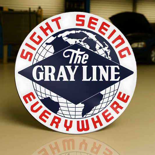 The Gray Line Sightseeing Everywhere Travel Agency Sign - Heavy Metal Home & Garage Decor