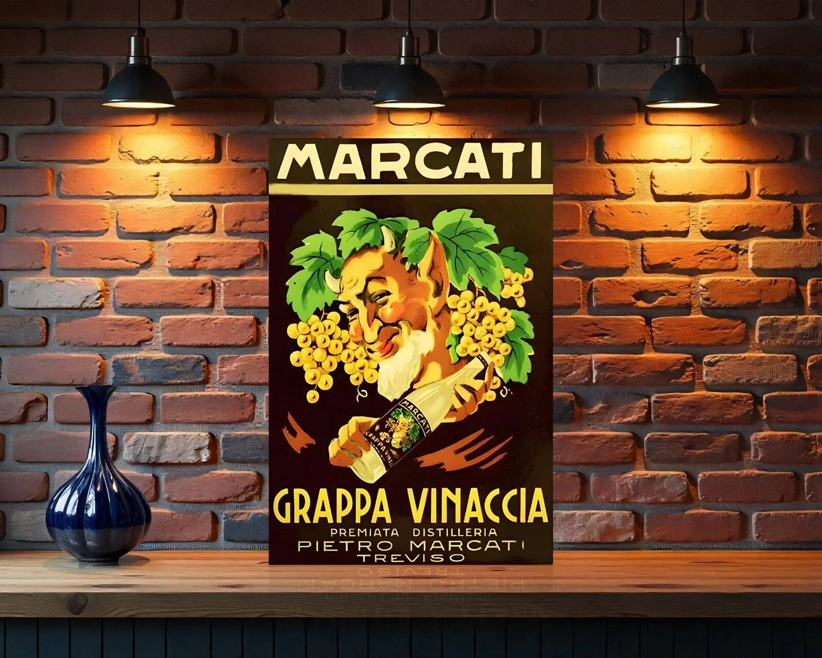 Marcati Grappa Vinaccia Heavy Metal Sign – Garage & Man Cave Decor