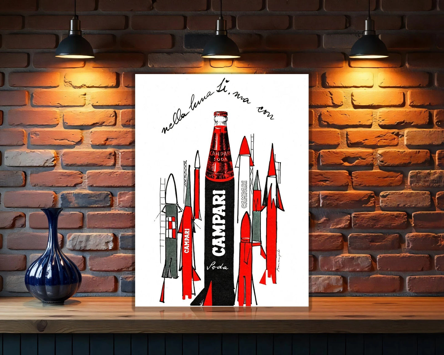 Campari Soda Rocket Space Age Sign - Heavy Metal Cafe & Bar Decor